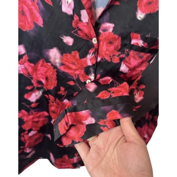 Victoria's Secret black and red floral one piece pajama top size L NWT - Picture 4 of 8